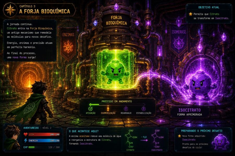 Imagem Na-Forja-Bioquímica-o-Citrato-evolui-para-Isocitrato-e-desbloqueia-uma-nova-fase-da-missão